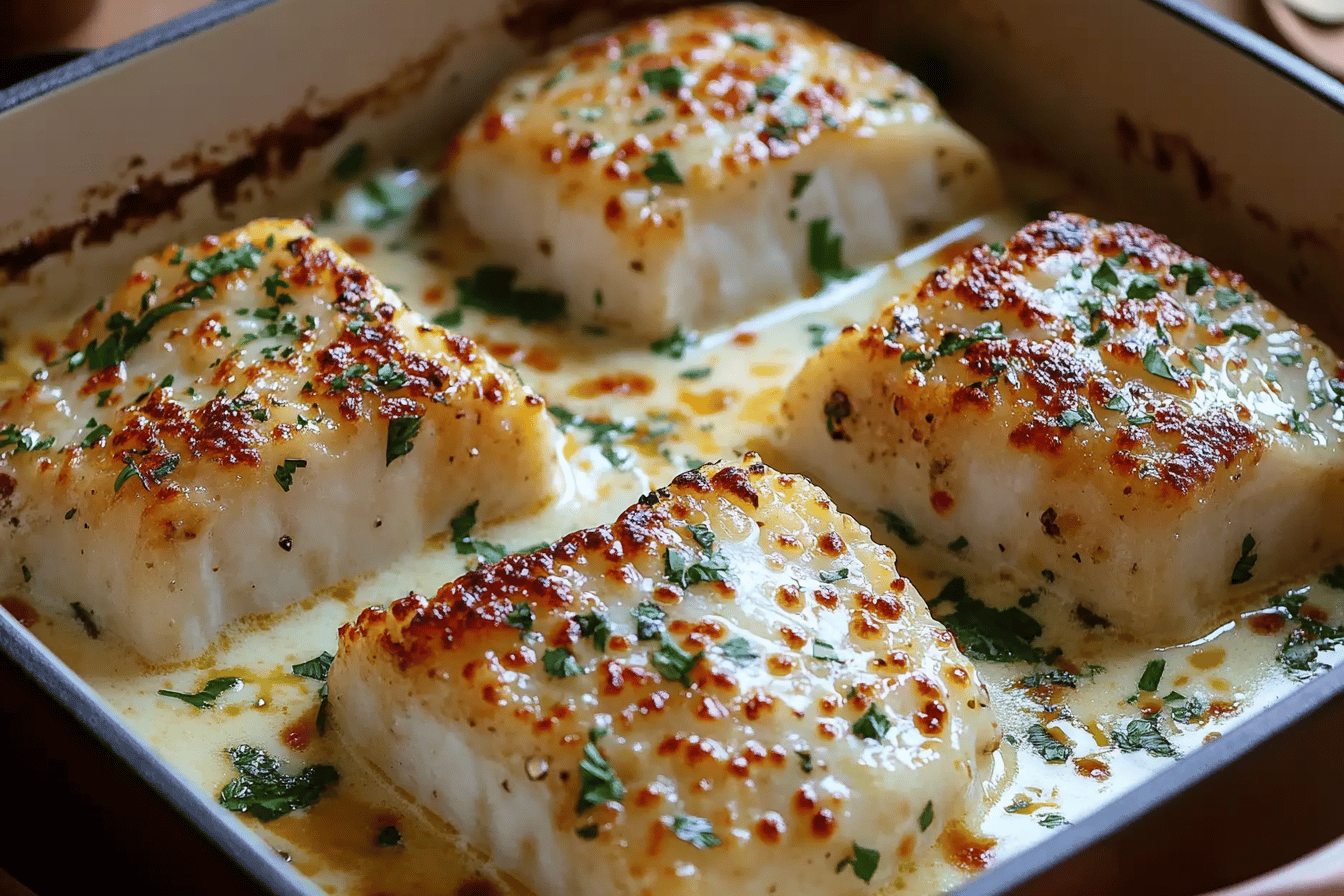 Cabillaud à la crème de parmesan