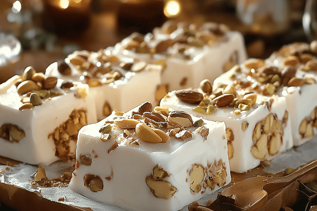 Nougat glacé aux amandes et pistaches