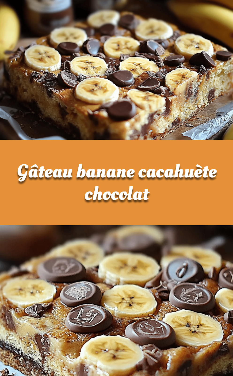 Gâteau banane cacahuète chocolat