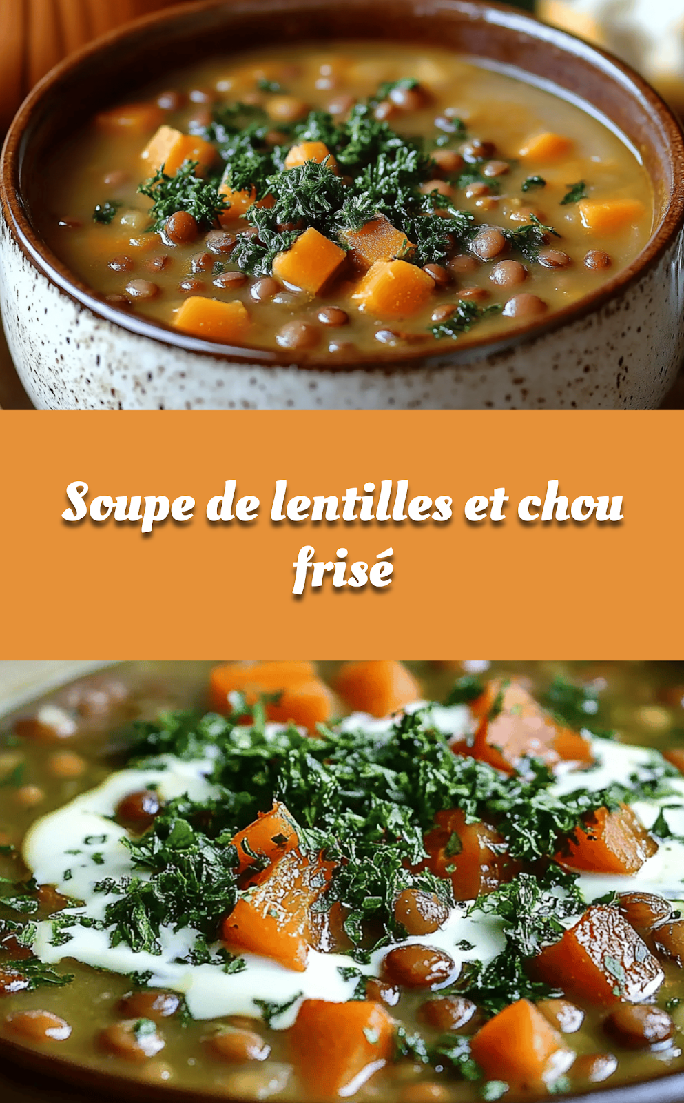 Soupe de lentilles et chou frisé