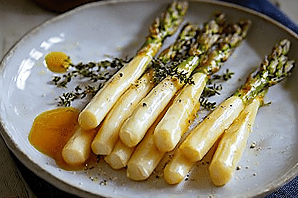 Asperges blanches rôties
