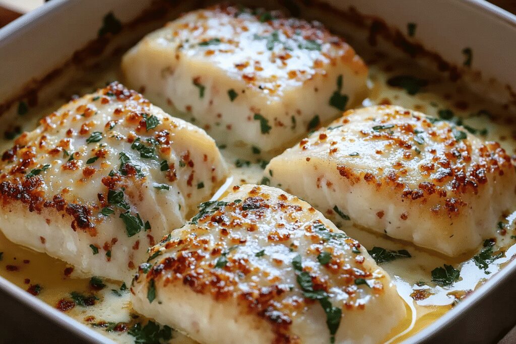 Cabillaud à la crème de parmesan