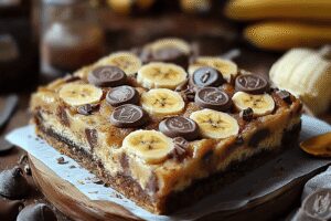 Gâteau banane cacahuète chocolat