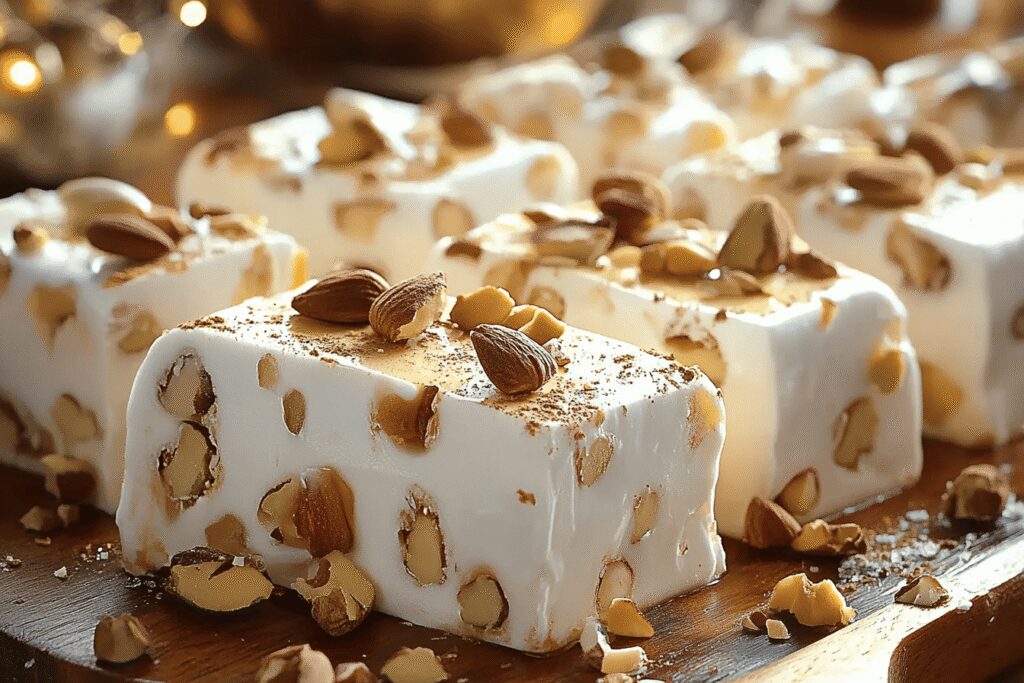 Nougat glacé aux amandes et pistaches