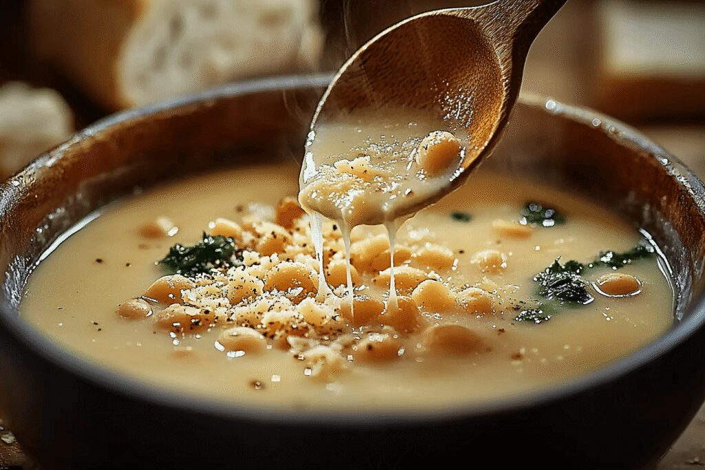 Soupe de haricots blancs au parmesan