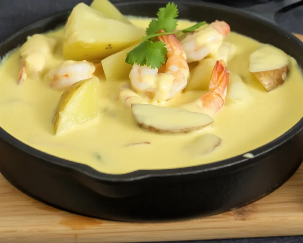Cassolette de poissons préparée avec des légumes frais à la poêle.