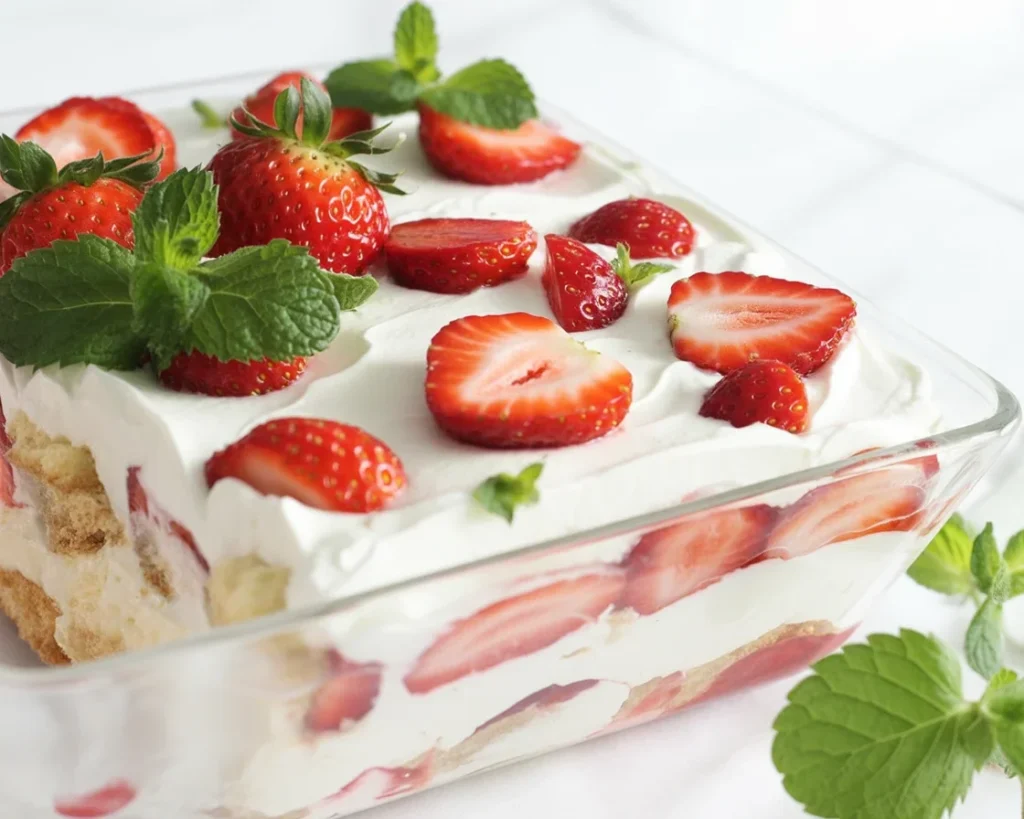 Tiramisu aux fraises irrésistible, dessert italien onctueux et frais.